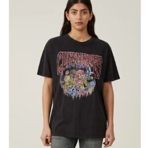 Missguided Guns N’ Roses Graphic Band Tee Black Short Sleeve Size 6/8 EUC